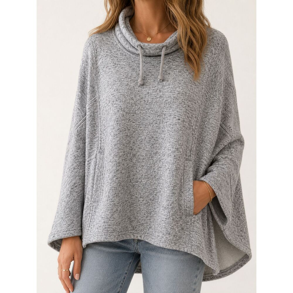 UGG Gray Cowl Neck Poncho Sweatshirt XL Cozy Fleece Athleisure Cape Top